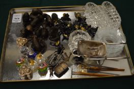Miscellaneous miniature collectables to include a miniature wheelbarrow with accessories.