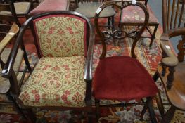 Victorian occasional chair and a fire side chair.