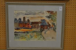 View of The Maltings, Farnham, Surrey, watercolour.