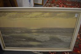 A seascape print and decorative oil painting of a harbour scene.