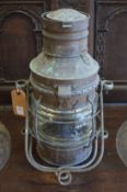 A good large copper and glass hanging ships lantern.