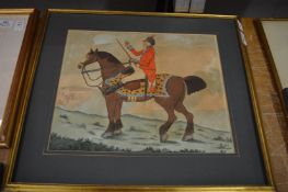 James Gillray, portrait of Sir David Dundas on horseback, hand coloured etching.
