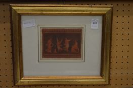 A small classical style engraving of figures.