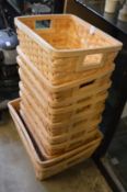 A group of Ikea stacking baskets.