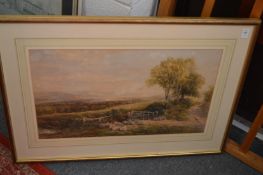 Edmund Morison, Wimperis, near Arundel, landscape with sheep at a gate, watercolour.