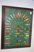 A shotgun cartridge display case, 20th century depicting Eley and other makes with various