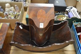 Small Georgian mahogany serpentine fronted cutlery box together with a cheese coaster.