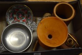 Miniature copper kettle and other items.