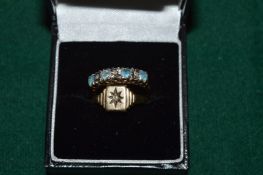 A small gold signet ring set with a diamond together with a decorative 9ct gold ring.