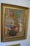 A large gilt framed tapestry picture.