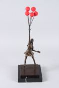 AFTER BANKSY. The Balloon Girl. Signed, on a marble base. 18ins high.