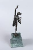 AFTER THE ANTIQUE. A bronze of Mercury. 6.5ins high, on a marble base.