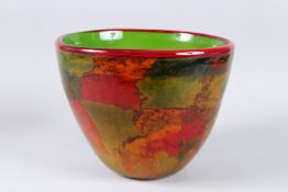 A MURANO COLOURED GLASS BOWL. 10ins diameter.
