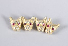 A PAIR OF RUSSIAN SILVER BULL DOG CUFFLINKS.