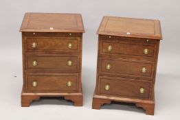 A GOOD PAIR OF GEORGIAN STYLE MAHOGANY THREE-DRAWER BEDSIDE TABLES. 1ft 8ins wide.