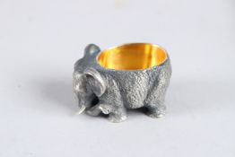 A RUSSIAN SILVER ELEPHANT SALT. 1.75ins high. Mark 84. 122grams.