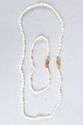 A DELICATE SEED PEARL NECKLACE AND BRACELET (2).