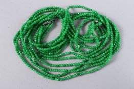 A VERY GOOD STRING OF BEADS with white gold diamond clasp.