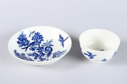 A WORCESTER TEA BOWL AND SAUCER, Circa 1770 - 1785. The Birds in Branches.
