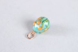 A RUSSIAN 14CT GOLD LILY EGG PENDANT.