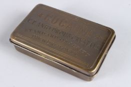 A BRASS COCAINE BOX. 5ins.