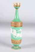 A TALL SLENDER CLASSICAL VASE with chariot and horses. 11ins high.