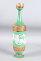 A TALL SLENDER CLASSICAL VASE with chariot and horses. 11ins high.