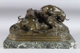 PIERRE-JULES MENE (1810 - 1879). Two excited Terriers and a Griffon, Chasse au Lapin (No. 24 in