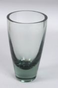 A SWEDISH SMOKEY GLASS VASE. 7.5ins high.