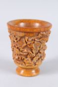 A GOOD CHINESE CARVED HORN CUP. 3ins high.
