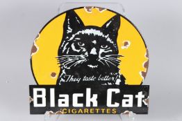 AN ENAMEL BLACK CAT CIGARETTE SIGN. 11ins x 12ins.