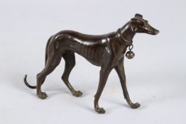 A SMALL BRONZE GREYHOUND. 5.5ins high.