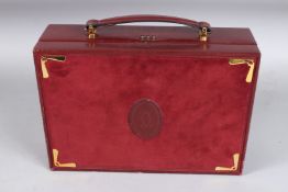 A CARTIER LEATHER JEWELLERY BOX.