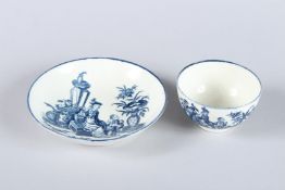 A WORCESTER TEA BOWL AND SAUCER, Circa 1760. Dr. Wall Period. Chinese Mother and Child.