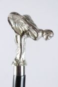 A WALKING STICK with a chrome Spirit of Ecstasy.