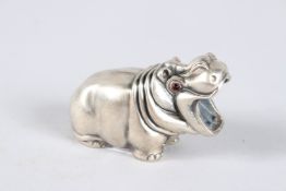 A RUSSIAN SILVER HIPPO. 2.75ins high. Mark Head 84. T.P. Faberge. 71grams.