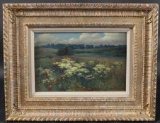 ENGLISH SCHOOL (EARLY 20TH CENTURY) 'Walberswick, Suffolk' landscape with white flowers and poppies,