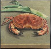 GEORGE MELLING (CONTEMPORY) Still life of a crab and leek, oil on board, signed and dated '94 35.5 x
