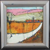 DAPHNE MCCLURE (1930) 'Tregonning Hill, Penzance' oil on board, label verso, 28.5 x 28.5cm