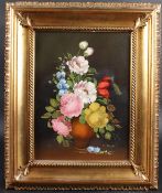 R. ROSINI (20TH CENTURY) Flowers in a vase, oil on canvas, signed, 38.5 x 28.5cm