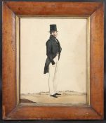 RICHARD DIGHTON Gentleman in a landscape, pencil and watercolour, inscribed and signed with