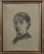 ALBERT FRANCOIS FLEURY (1848-1925) Portrait head of a woman, inscribed 'Souvenir de Philippe' signed