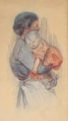 JOAN FERGUSON Study of a mother and child, watercolour, signed, dedicated and dated 1910 verso, 22 x