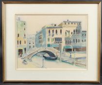 20TH CENTURY SCHOOL Venice canal view, watercolour, 25.5 x 34cm