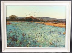 VIKTOR KOSHEVOI (1924-2006) View of a cabbage field, oil on board, signed, 48 x 67cm