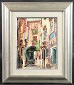 CONTINENTAL SCHOOL (20TH CENTURY) Mediterranean street scene, oil on canvas, signed indistinctly, 24