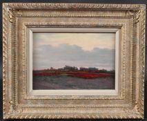 ENGLISH SCHOOL (19TH CENTURY) 'Carters Flower Seed, Farm St Osyth' landscape with flowers, oil on