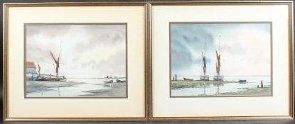 ALAN WHITEHEAD (1952-1983) Moored boats and harbour view, pair of watercolours, signed, 24 x 34cm (