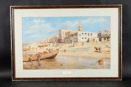 JOYCE BUTLER (20TH CENTURY) 'The Old Customs House Abu Dhabi' coloured print, signed in pencil, 45.5