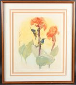 DAVID KOSTER (20TH CENTURY) 'Yellow crested Sun Bird' colour print, 4/75 annotated and signed in